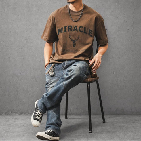 グラフィックプリント半袖Tシャツ P2143