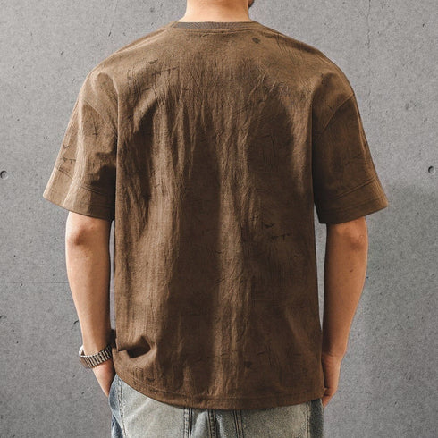 【OUTLET/即納】テクスチャーボーダー丸首Tシャツ P2155