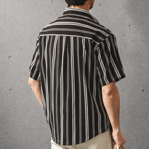 【OUTLET/即納】チェストポケットストライプ半袖シャツ P2169