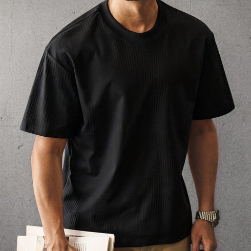クルーネックテクスチャード半袖Tシャツ P2160