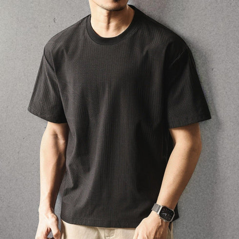 クルーネックテクスチャード半袖Tシャツ P2160