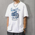 グラフィックプリントクルーネック半袖Tシャツ P2116