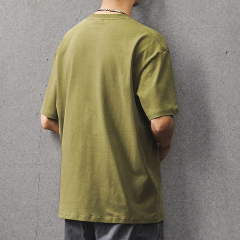グラフィックプリントクルーネック半袖Tシャツ P2116