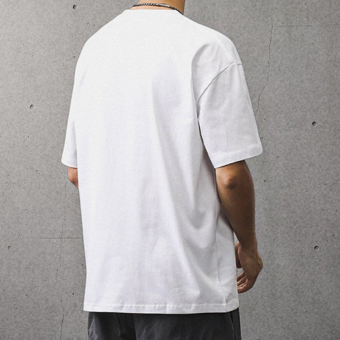 グラフィックプリントクルーネック半袖Tシャツ P2116
