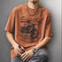 グラフィックプリントクルーネック半袖Tシャツ P2116
