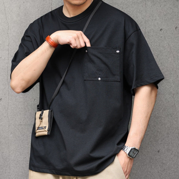 【OUTLET/即納】チェストポケットクルーネック半袖Tシャツ P2185