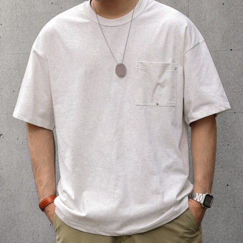 【OUTLET/即納】チェストポケットクルーネック半袖Tシャツ P2185
