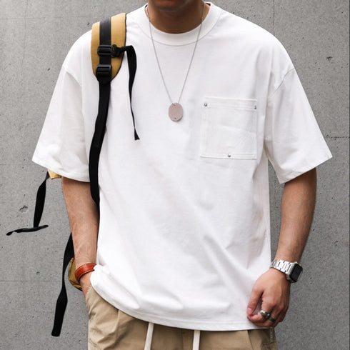 【OUTLET/即納】チェストポケットクルーネック半袖Tシャツ P2185