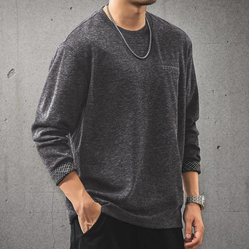 マルクチェックロールアップ長袖Tシャツ P2281