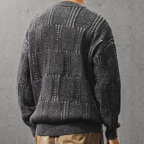 ドロップショルダークルーネックケーブルニット P2257