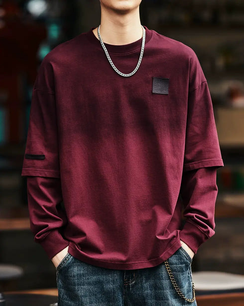 Double Layered Casual Logo Long Sleeve T-Shirt P1343