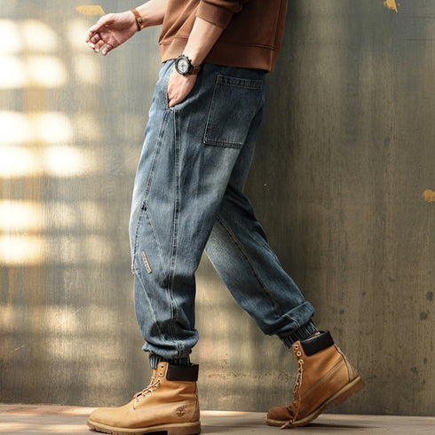 Vintage Wash Denim Jogger Pants P1781