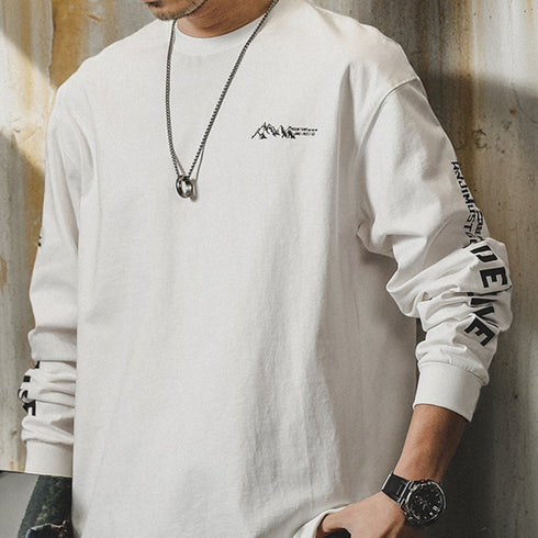 Monotone Style Print Design Long Sleeve T-Shirt P1615