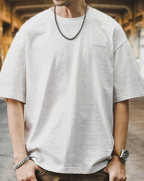 Monotone Detail Simple Short Sleeve T-Shirt P1389