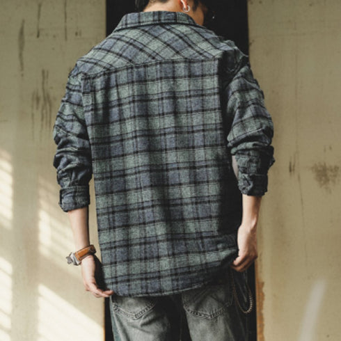 Urban Style Check Pattern Long Sleeve Shirt P1707