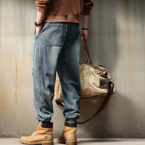 Vintage Wash Denim Jogger Pants P1781