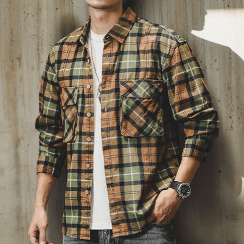 Classic Color Tartan Check Long Sleeve Shirt P1676
