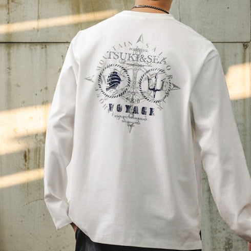 Simple Line Motif Long Sleeve T-Shirt P1602