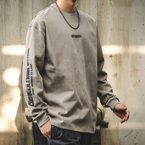 Acid Tone Sleeve Print Long Sleeve T-Shirt P1595