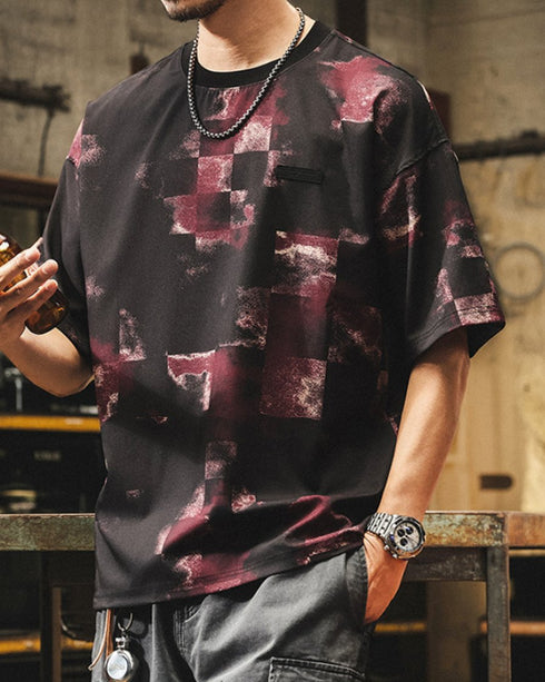 Smoky Block Print Short Sleeve T-Shirt P1489