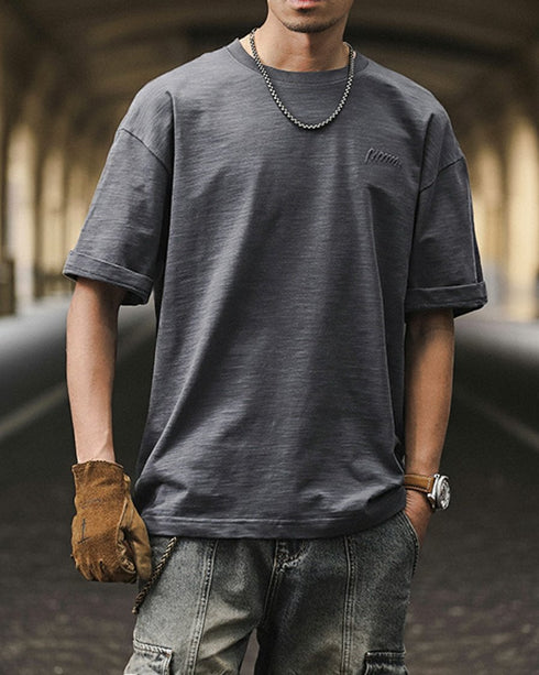 Monotone Detail Simple Short Sleeve T-Shirt P1389