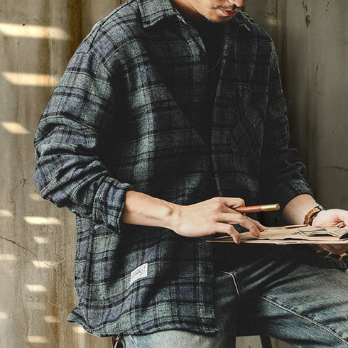 Urban Style Check Pattern Long Sleeve Shirt P1707