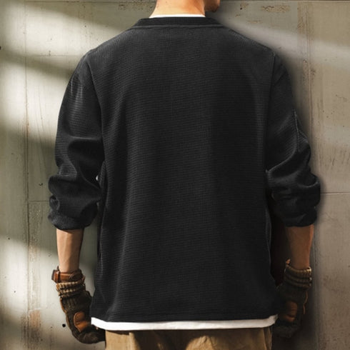 Fake Two-piece Waffle Long T-shirt P1665