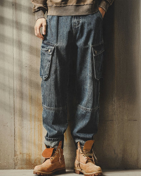 Work Utility Cargo Denim Pants P1538