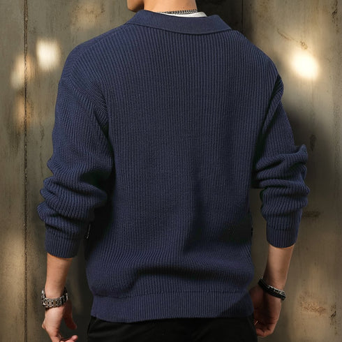 Classic Design Cotton Polo Knit Sweater P1656