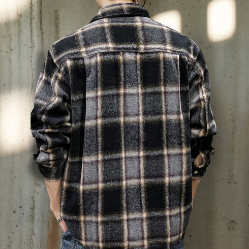 Monotone Block Pattern Long Sleeve Shirt P1675