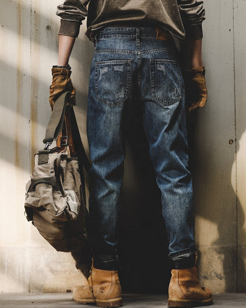 Distressed Fade Denim Jeans P1544