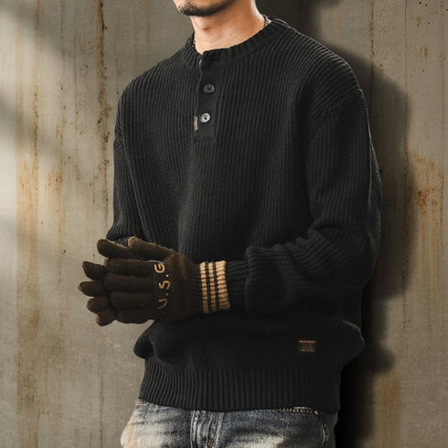 Henley Neck Knit Sweater P1650