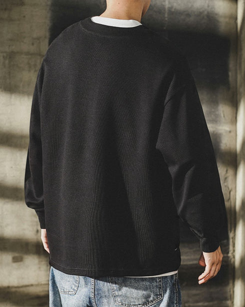 Work Taste Button Detail Long Sleeve Cutsew P1573