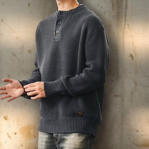 Henley Neck Knit Sweater P1650