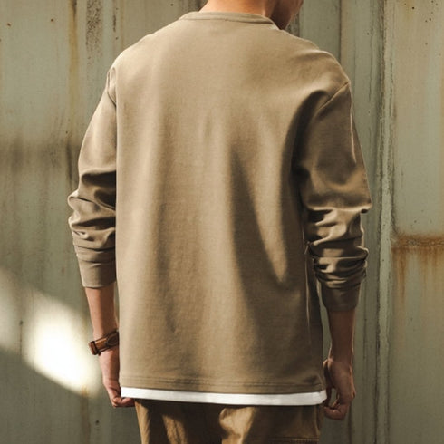 Clean Silhouette Slit Neck Long Sleeve P1362