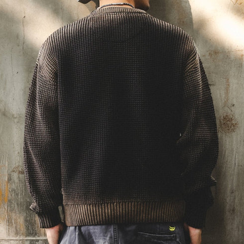 【OUTLET/即納】ワッフルテクスチャークルーネックニット P1648