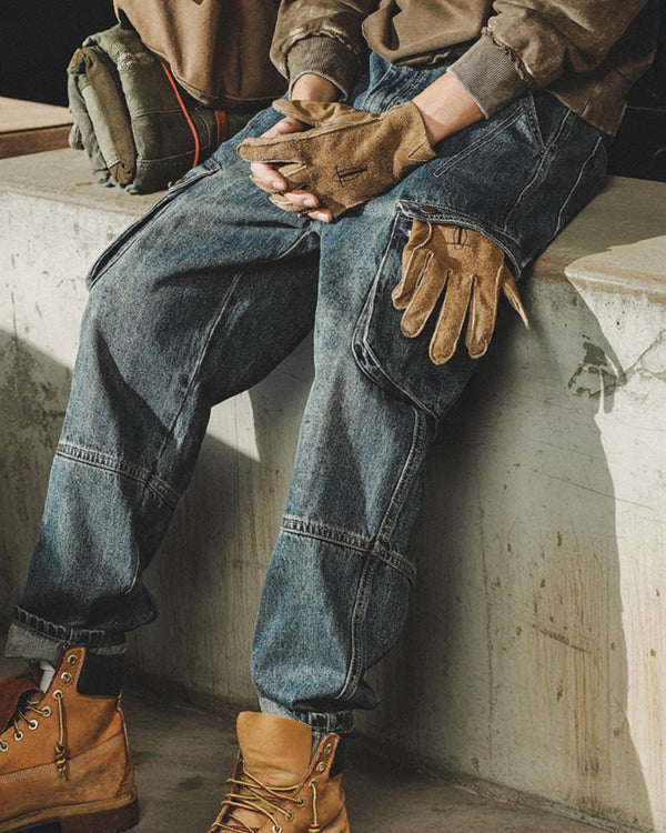 Work Utility Cargo Denim Pants P1538