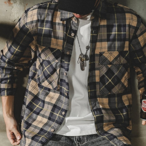 Classic Color Tartan Check Long Sleeve Shirt P1676