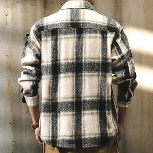 Monotone Block Pattern Long Sleeve Shirt P1675
