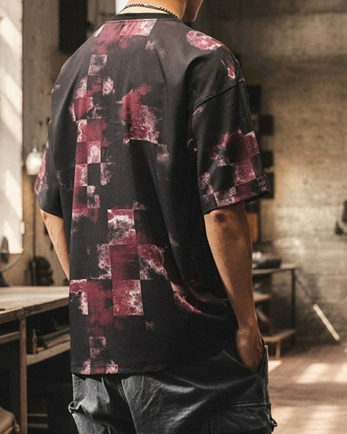 Smoky Block Print Short Sleeve T-Shirt P1489