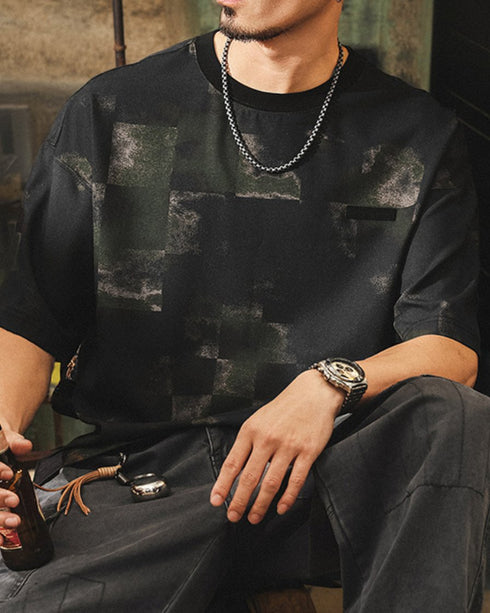 Smoky Block Print Short Sleeve T-Shirt P1489