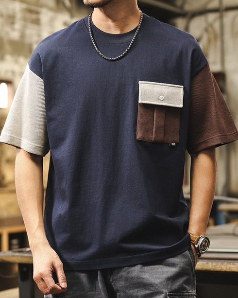 コントラストポケットミックスTシャツ P1404