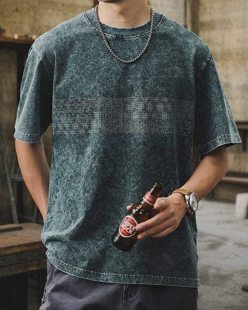 Geometric Stone Print Short Sleeve T-Shirt P1480