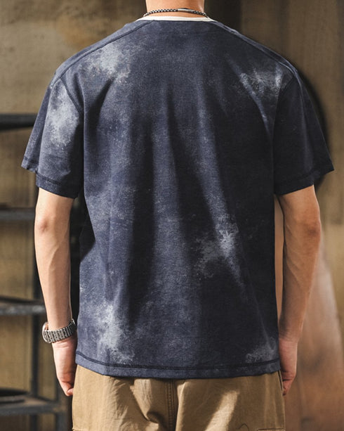 Washed Color Split Neck Short Sleeve T-Shirt P1421