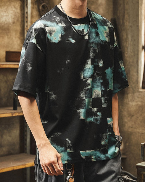 Smoky Block Print Short Sleeve T-Shirt P1489