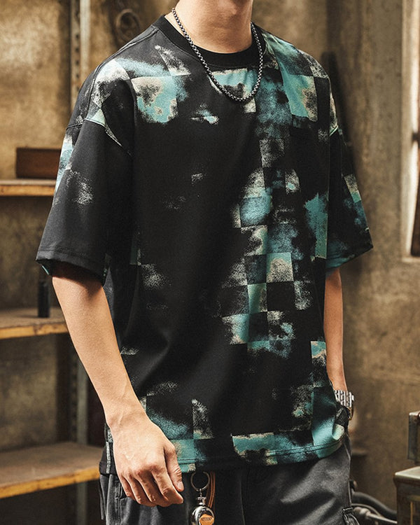 Smoky Block Print Short Sleeve T-Shirt P1489