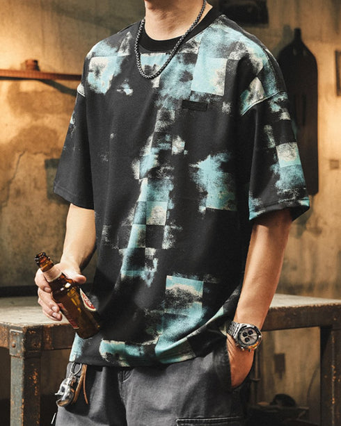 Smoky Block Print Short Sleeve T-Shirt P1489