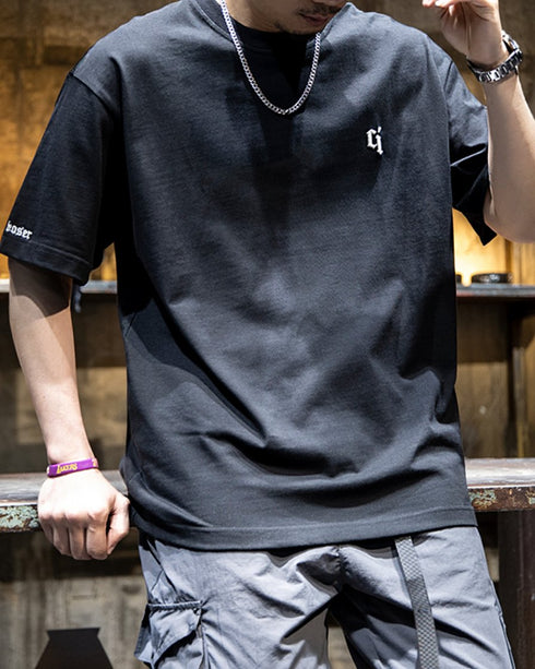 【OUTLET/即納】モノトーンロゴアクセント半袖Tシャツ P1399