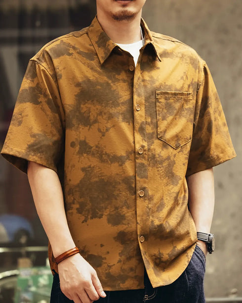 Vintage Marble Print Short Shirt P1339