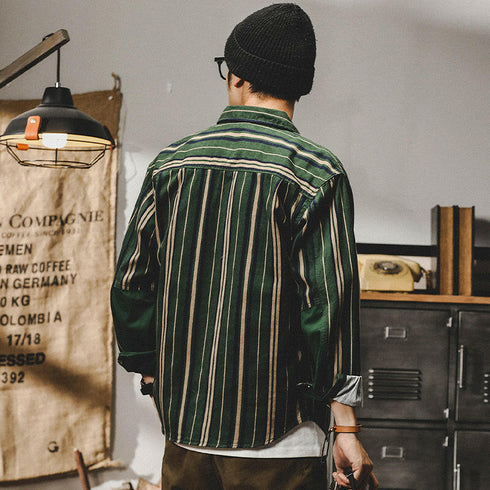 Retro Striped Color Matching Shirt P0093